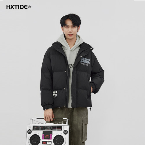 HXTIDE中国狐轩男短款立领羽绒服