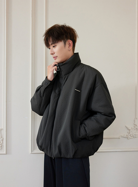 WAJ25冬季新款美式简约纯色肌理高级感面包服男休闲宽松90羽绒服