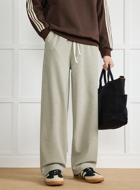 WAJ日系简约针织通勤卫裤男宽松直筒休闲秋冬垂感加绒加厚阔腿裤