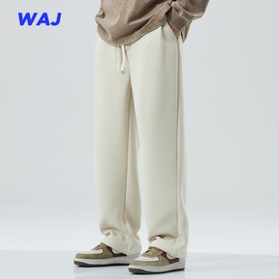 垂感针织卫裤 秋冬季 男宽松直筒纯色休闲裤 重磅加绒加厚运动裤 美式