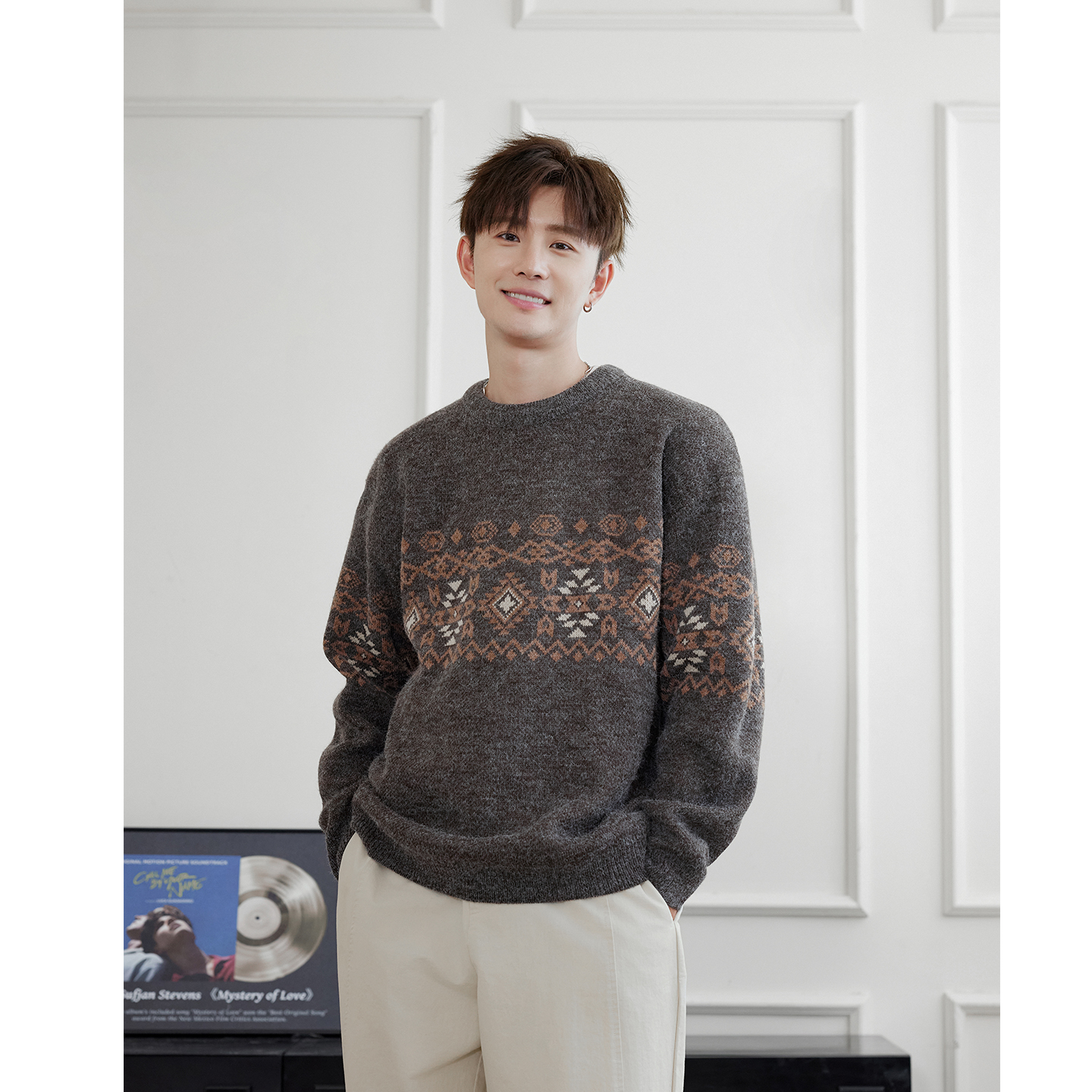 25秋冬费尔岛复古花纹针织毛衣潮