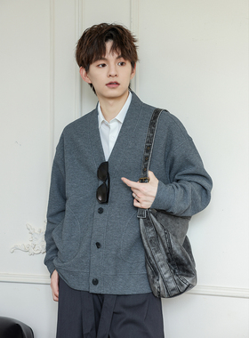 WAJ美式复古简约立体开衫外套男2025秋冬470g重磅华夫格老钱卫衣