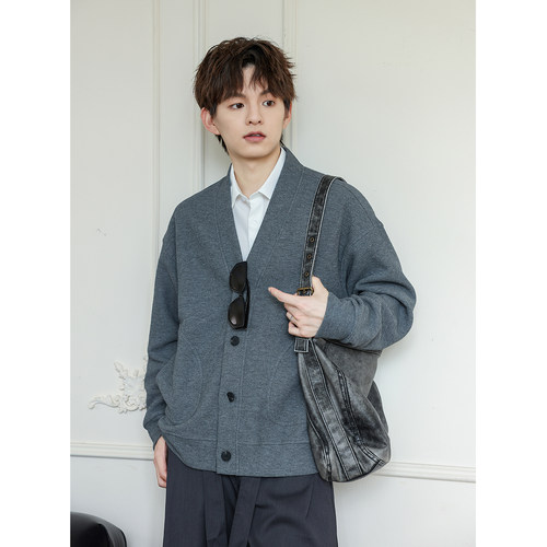 美式复古简约立体开衫老钱风外套