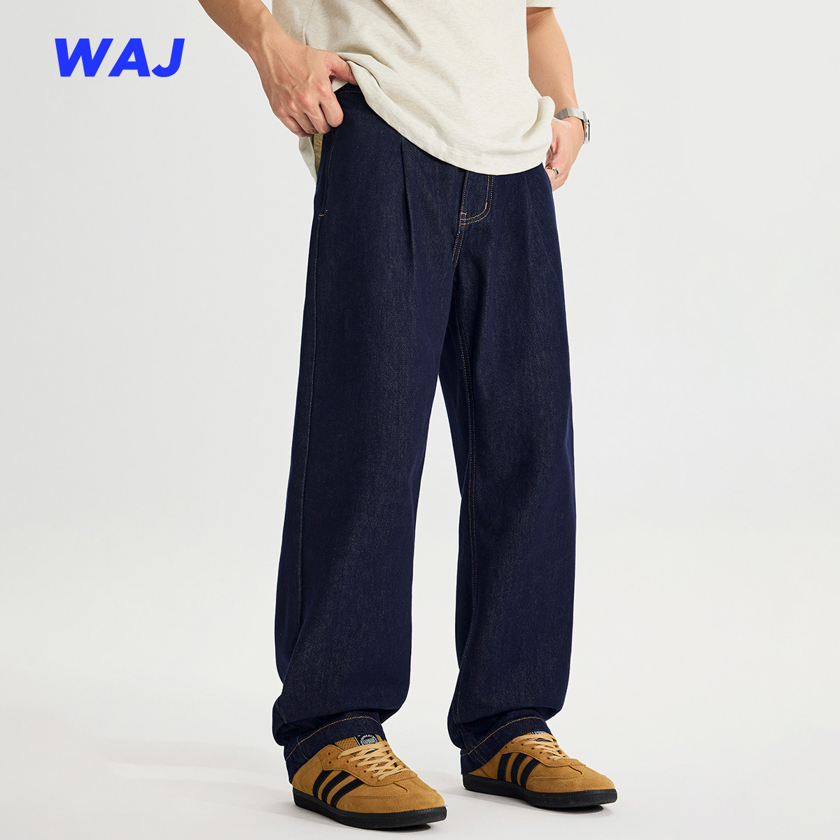 美式复古高街宽松直筒纯棉牛仔裤男春夏季原色阔腿垂感休闲长裤子,男装,牛仔裤,淘宝优惠券,粉丝福利购,淘宝优惠卷