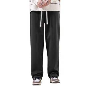 2025秋季美式重磅灰色垂感卫裤男纯色基础宽松直筒休闲运动长裤