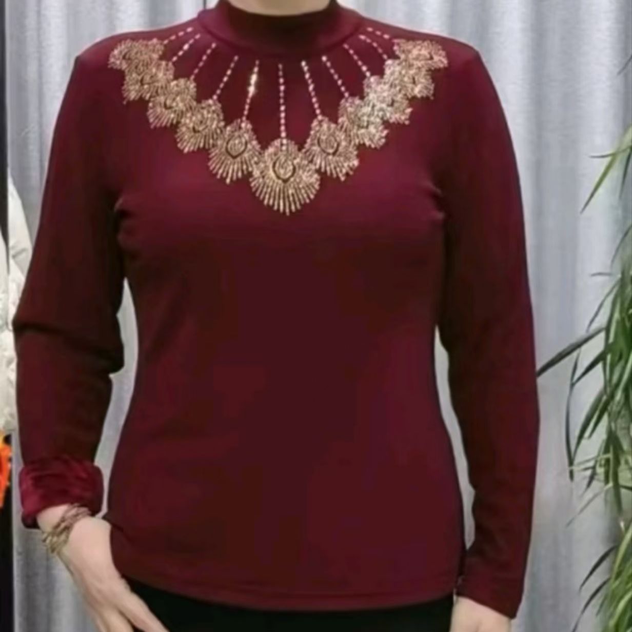 德绒半高领妈妈装打底衫上衣女