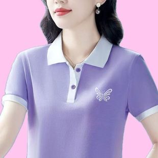 女士独特漂亮小衫 潮牌女装 宽松夏装 休闲短袖 流行大码 妈妈装 时尚