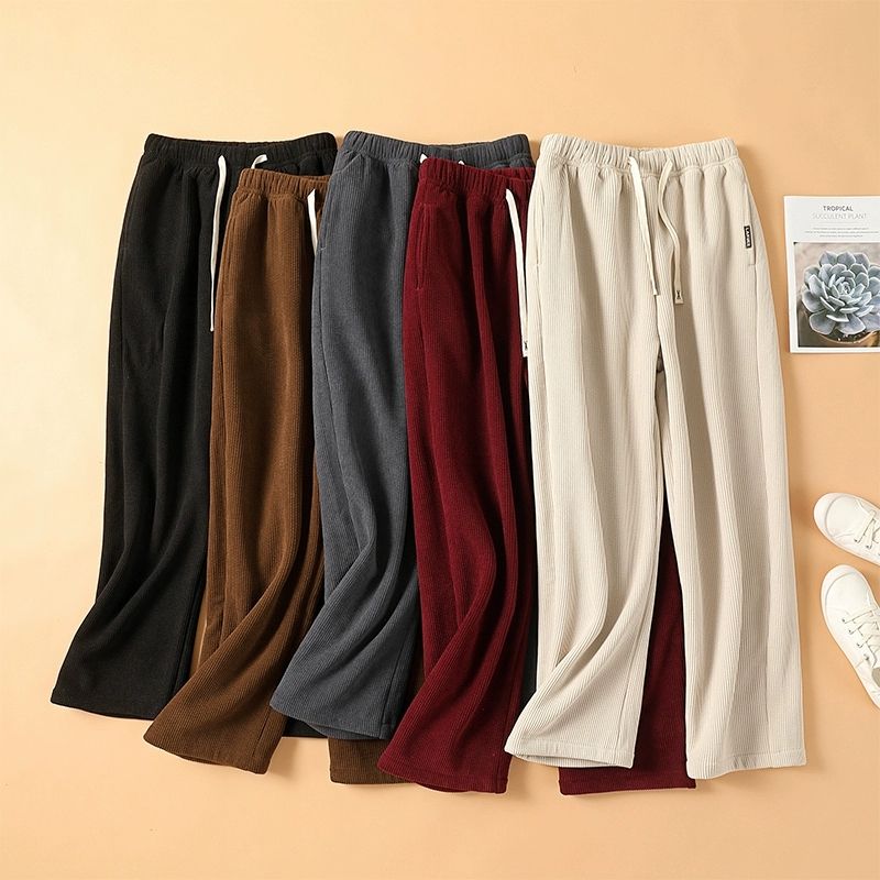 雪尼尔阔腿裤女中年妈妈高腰直筒