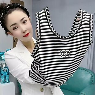 套头上衣 圆领无袖 纯棉小香风吊带背心女内搭打底显瘦外穿夏季 新款