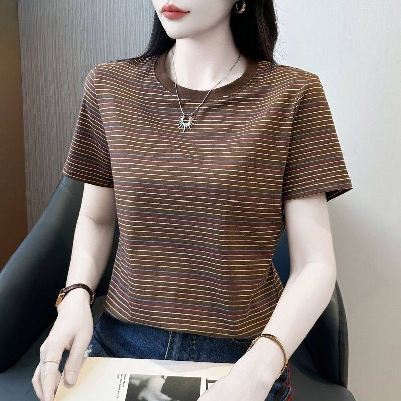 2025夏季新款爆款减龄洋气潮流显瘦圆领短袖T恤女宽松百搭上衣女,女装/女士精品,大码内搭,淘宝优惠券,粉丝福利购,淘宝优惠卷