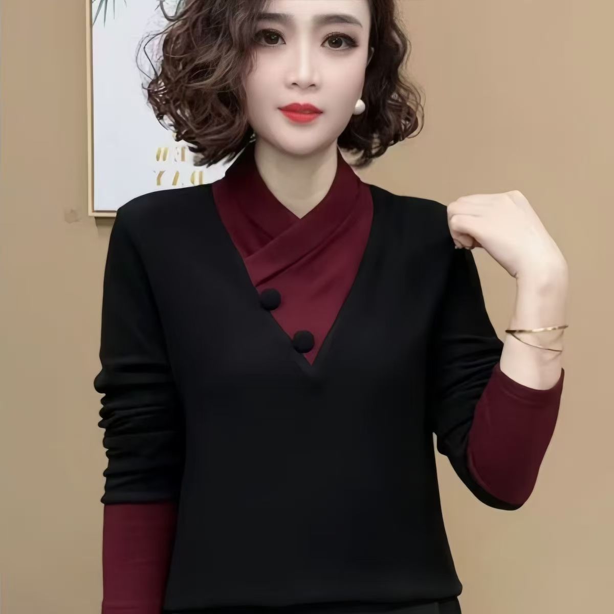 秋冬德绒长袖上衣保暖打底衫