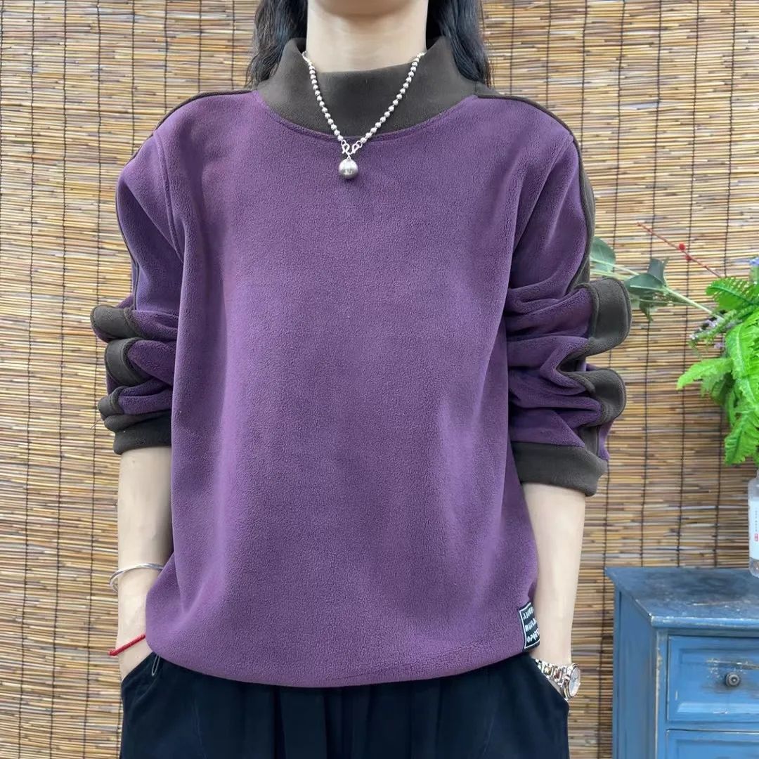 加绒加厚保暖卫衣中年妈妈打底衫