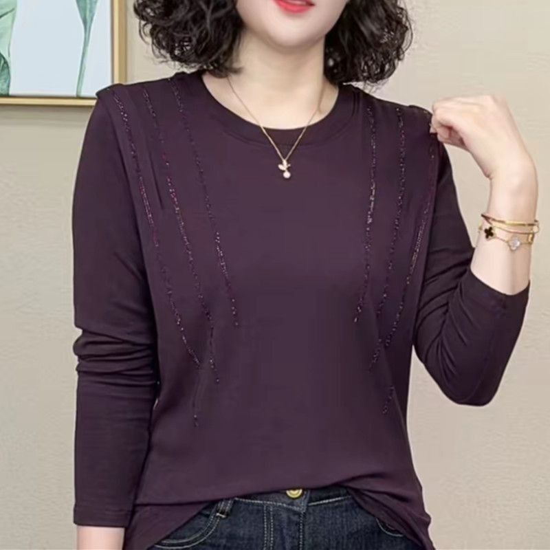 纯色百搭德绒长袖上衣中年妈妈