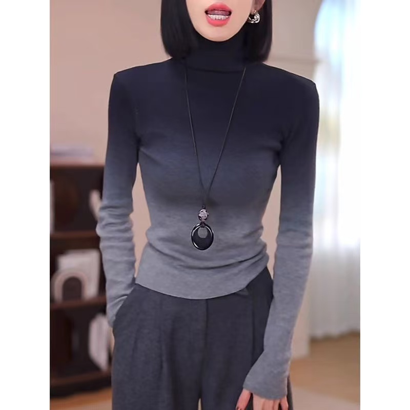 春季新款百搭时尚渐变长袖上衣