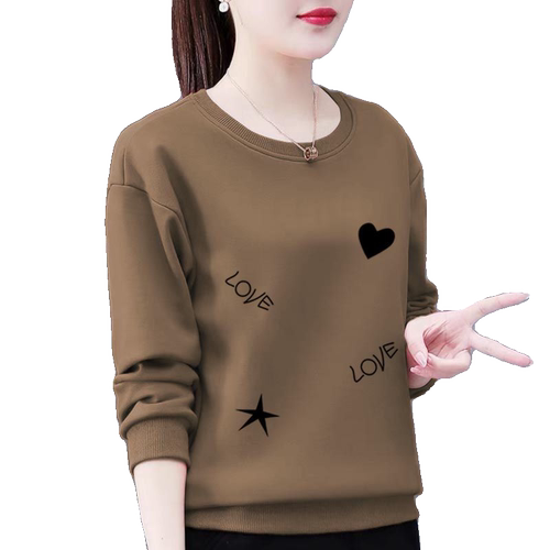 薄款卫衣常规款女大码妈妈装潮韩版秋季宽松遮胖显瘦圆领长袖上衣