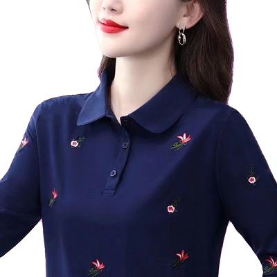 春秋妈妈长袖上衣宽松百搭打底衫
