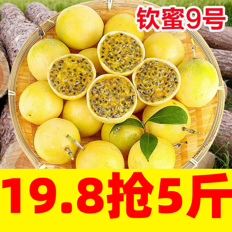 黄金百香果钦蜜9号5斤包邮特大果新鲜现摘孕妇当季整箱广西甜水果