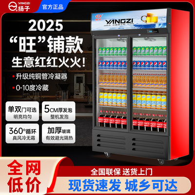 扬子单门啤酒饮料展示柜冷藏超市冰柜商用冰箱立式保鲜冷柜双门