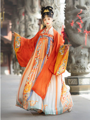 SHANHAIPING HANFU 여성 원피스 가슴 블렌딩 스커트 LAR