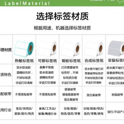 铜版纸不干胶4080竖版85单排双排条码标签碳带打印贴纸48 85cm