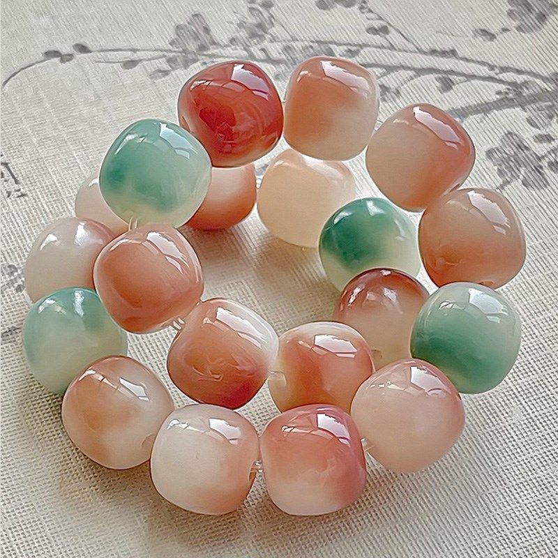 渐变烟色菩提子手串女多彩手钏菩提根文玩佛珠学生风化多宝保真