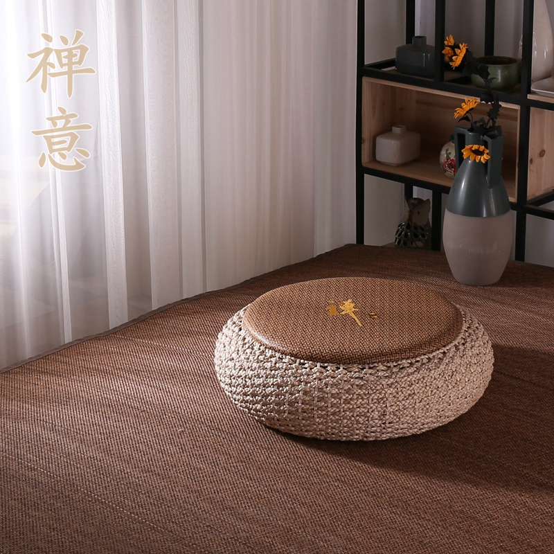 藤编打坐蒲团禅修垫地板坐墩坐垫禅意拜佛垫养生跪拜垫草编蒲团垫
