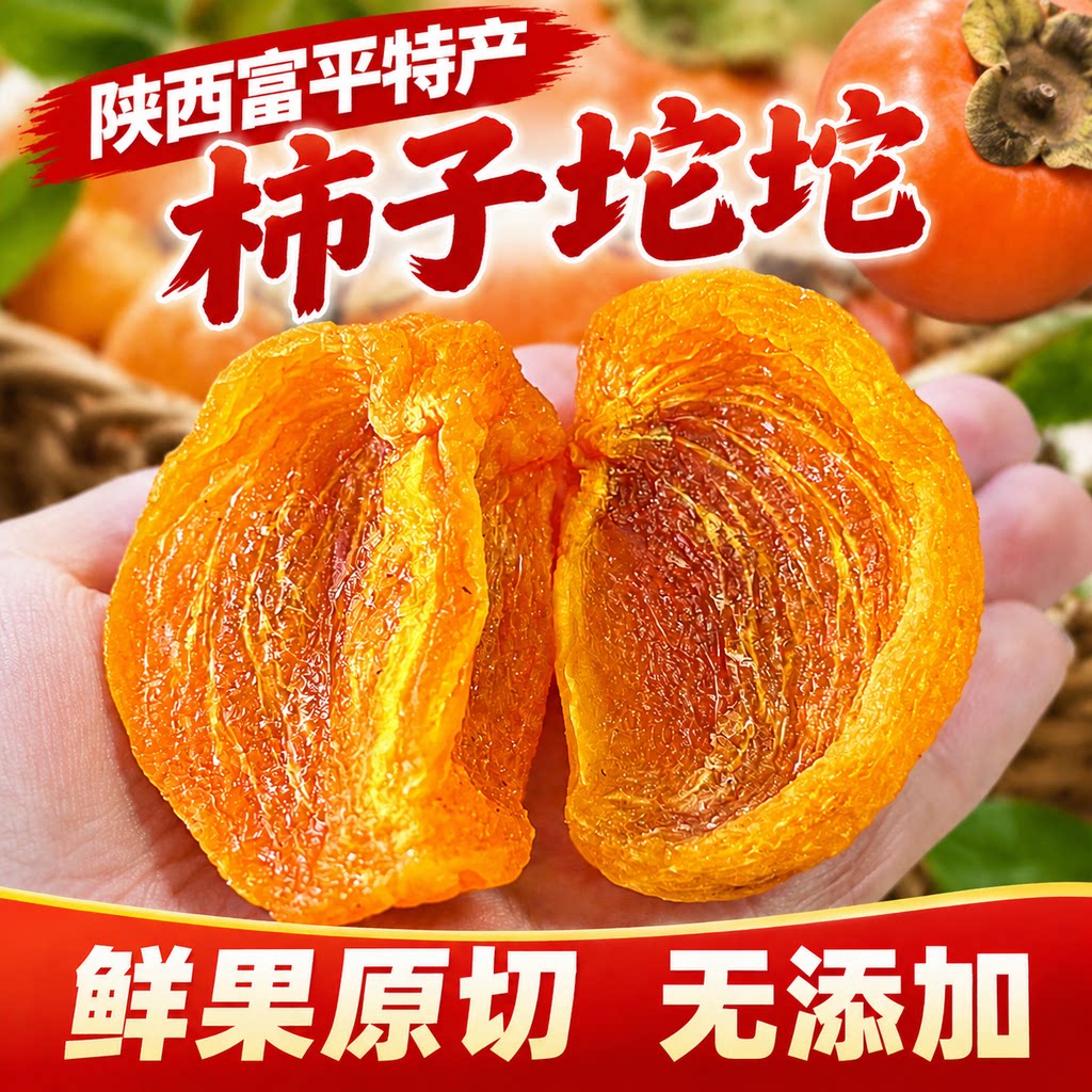 柿子坨坨陕西富平农家自制软糯流心柿饼果干追剧解馋小零食旗舰店