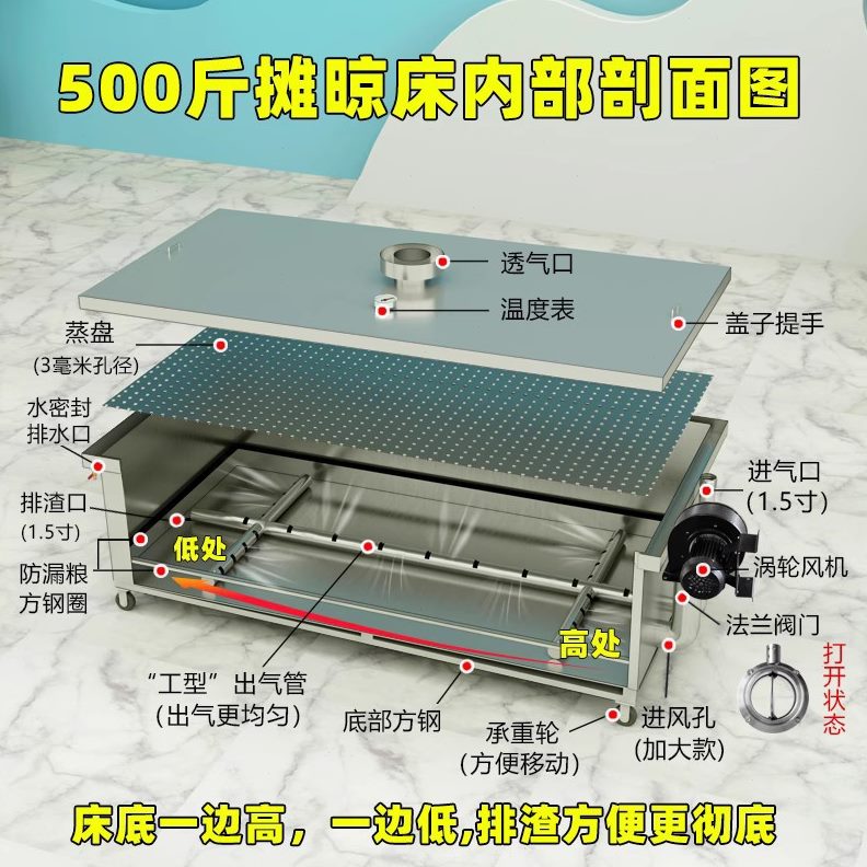 欣顺昊 大中小型摊凉床粮食拌曲蒸煮 商用一体蒸床 商用酿酒设备
