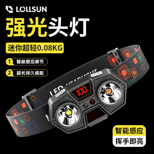 轻便小巧超亮长续航户外钓鱼头灯