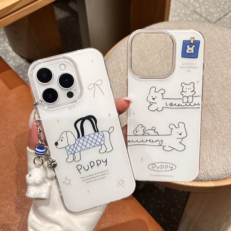 ins卡通苹果17腊肠狗手机壳