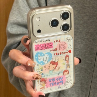 小众奈良美智涂鸦小狗适用苹果17pro手机壳16/17ins风新款15/14plus小众小米17promax电镀红米K90个性Reno15