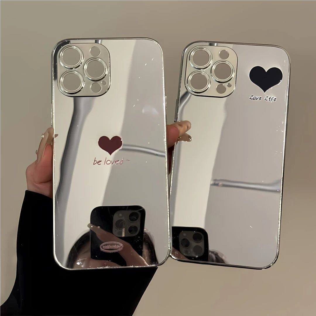 适用iPhone17/16/15promax个性黑红爱心镜面手机壳小米15/14新款华为pura80/70简约Meta70/60小众vivoX200,3C数码配件,手机保护套/壳,淘宝优惠券,粉丝福利购,淘宝优惠卷