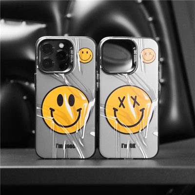 iPhone磨砂手机壳潮牌卡通笑脸