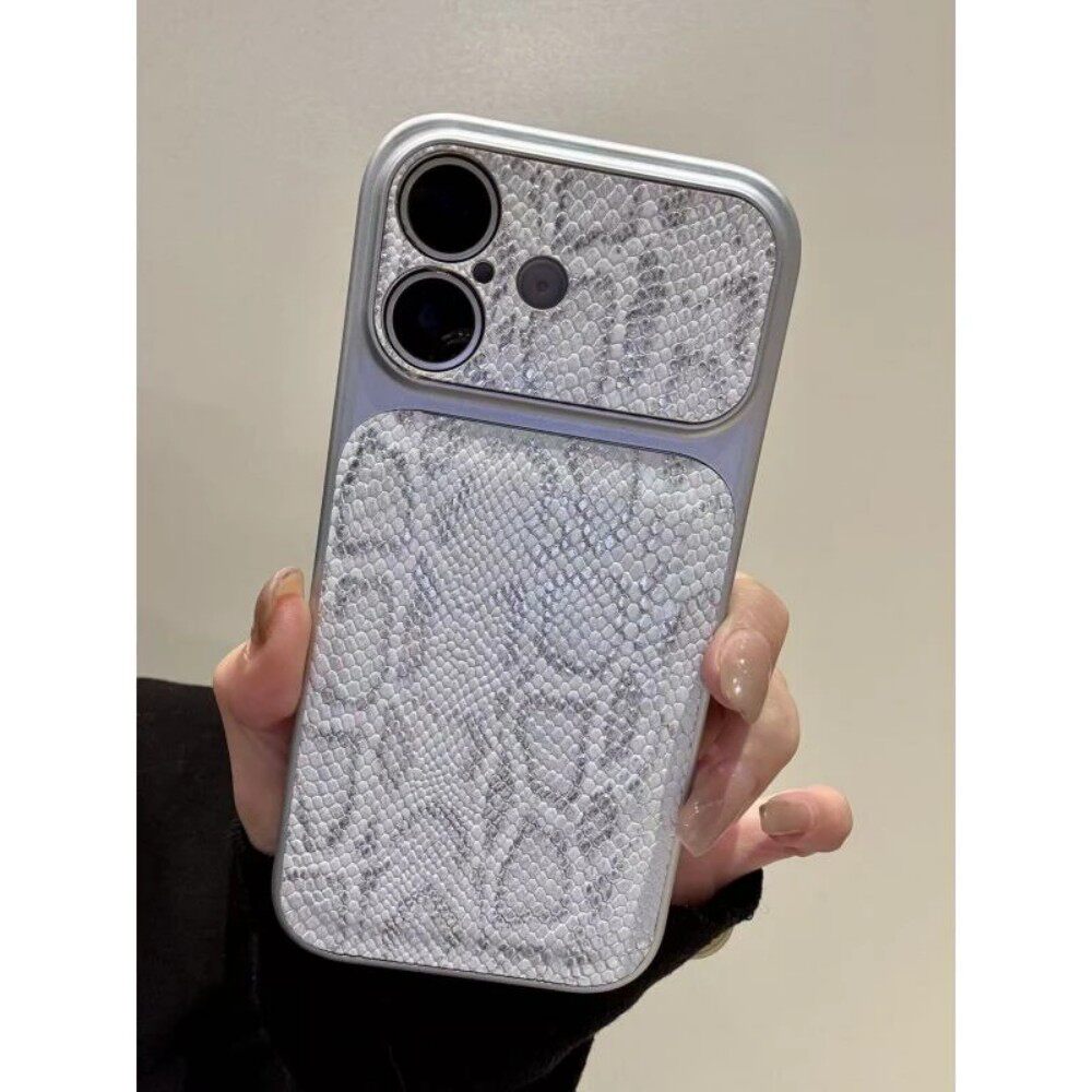 ins小众蛇皮纹银边手机壳