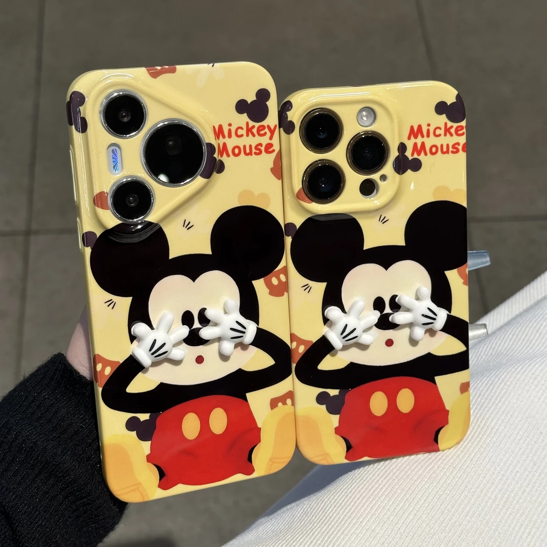 卡通捂脸米奇手掌手机壳