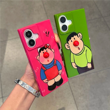 适用于iPhone16/15promax新款卡通红鼻子男孩女孩情侣手机壳苹果15/14plus趣味13pro小众12简约11保护套软壳