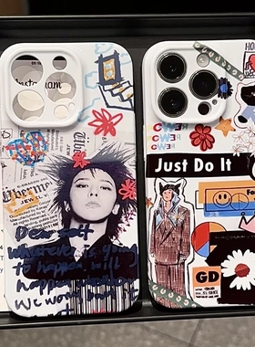 ins个性GD涂鸦油画手机壳适用iPhone16/15promax情侣小米15/14创意华为pura70Pro小众mate70/60全包保护套软
