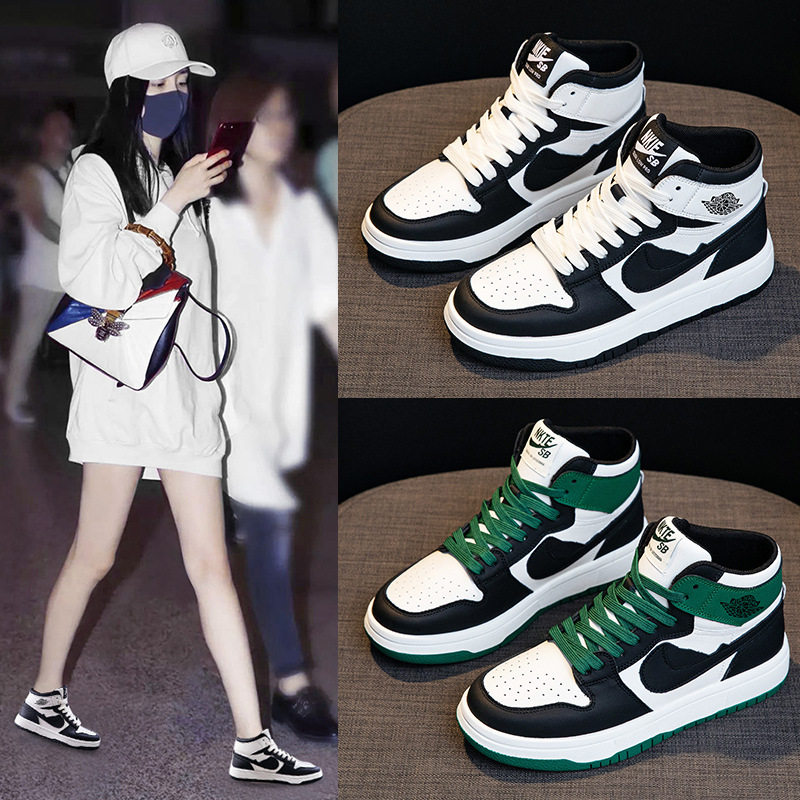 真皮空军一号高帮百搭小白鞋女