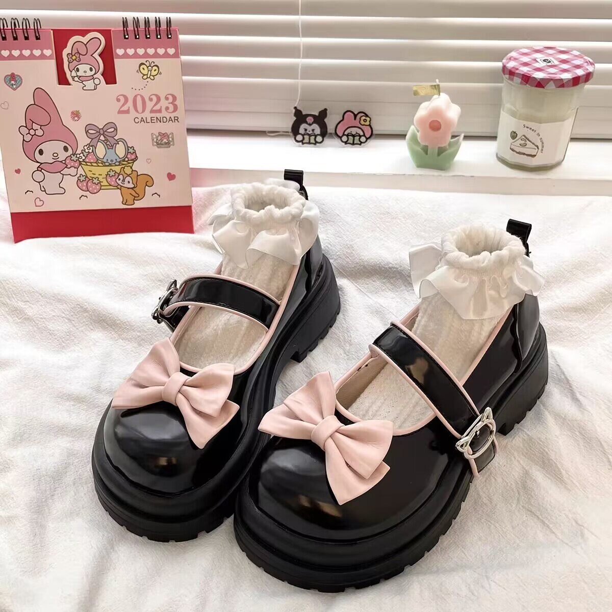 洛丽塔日系小皮鞋女2023春秋季新款女鞋可爱蝴蝶结平底单鞋女