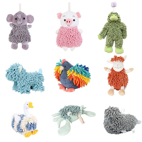 卡通动物雪尼尔创意吸水擦手巾