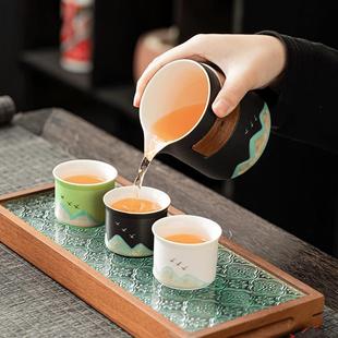 便携式 一壶二三杯旅行茶具快客杯套装 户外旅游陶瓷泡茶器定制logo