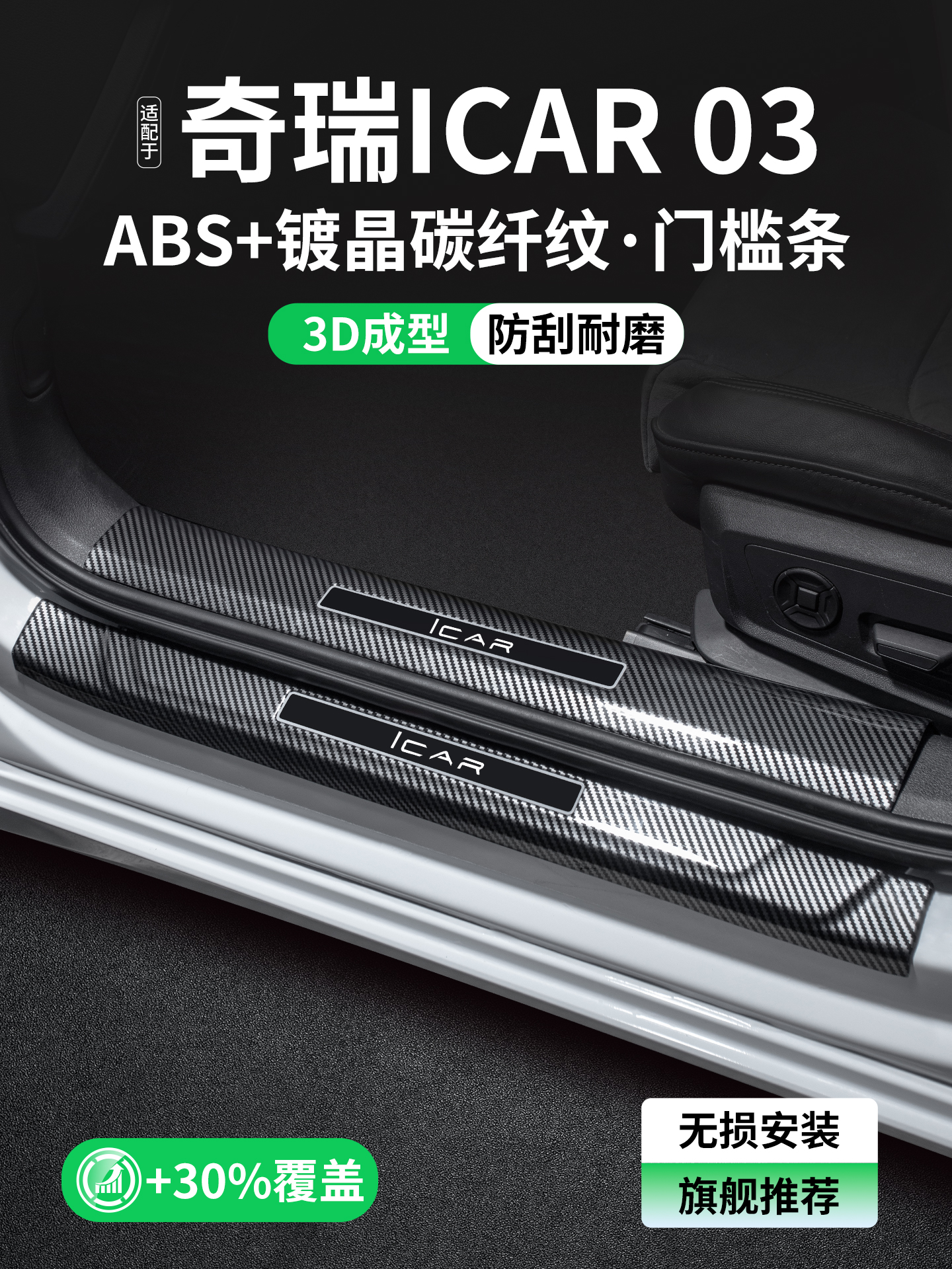 适用于奇瑞iCAR 03门槛条装饰保护用品汽车内饰迎宾踏板改装大全