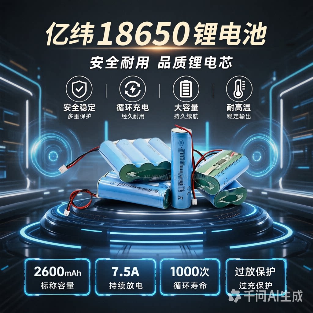 亿纬18650锂电池双节7.4V电池3.7V充电电池3500风扇扩音器电池12V
