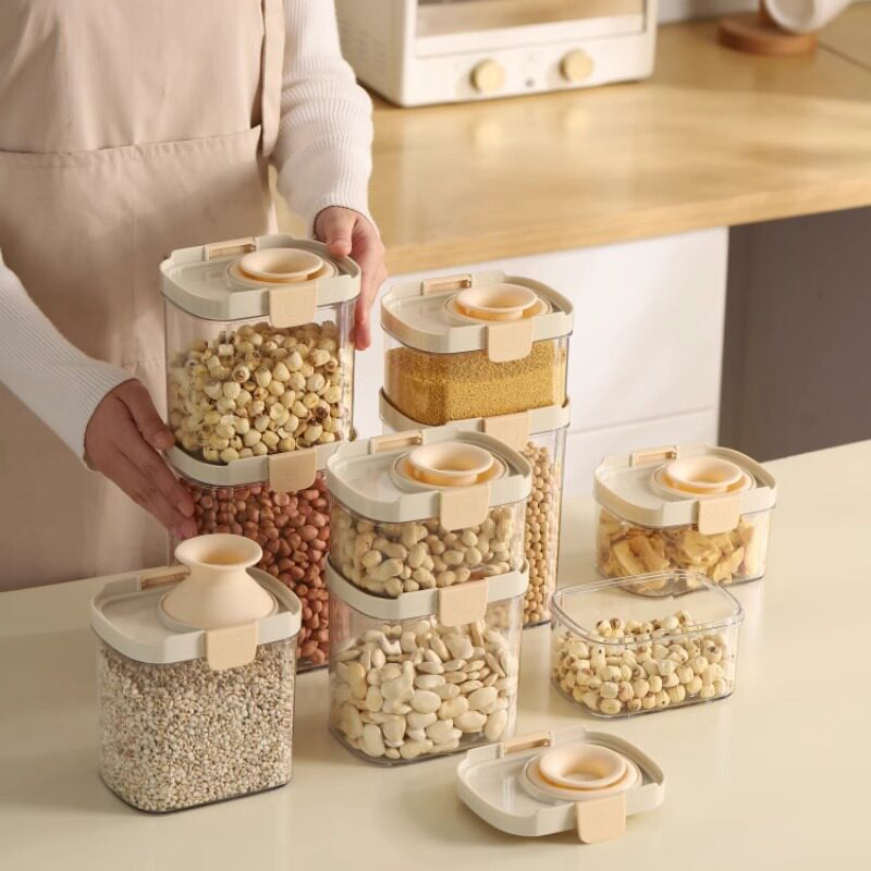 【伸缩免开盖】食品级透明密封罐