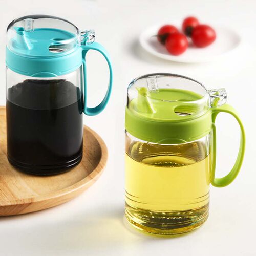 茶花玻璃油壶厨房防漏按压油瓶