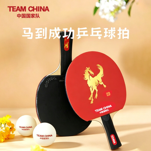 马到成功红色体育乒乓球拍尊享版