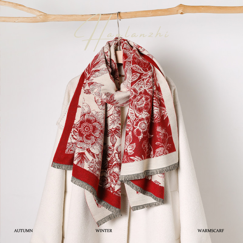 汉岚芝秋冬新款围巾女保暖披肩高级感时尚百搭围巾礼盒送女友妈妈