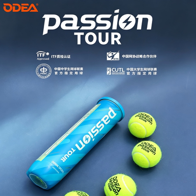 ODEA欧帝尔网球Passion有压比赛球高回弹耐打练习训练4粒罐装网球