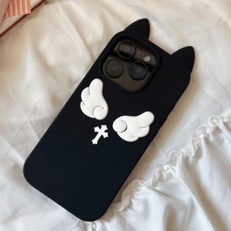 thumbnail for Niche high-end three-dimensional cross wings for iphone17promax mobile phone caseApple 17 all-inclusive 17pro drop-pro 16 personality 15 new 14 soft shell 13p female 16promax tide