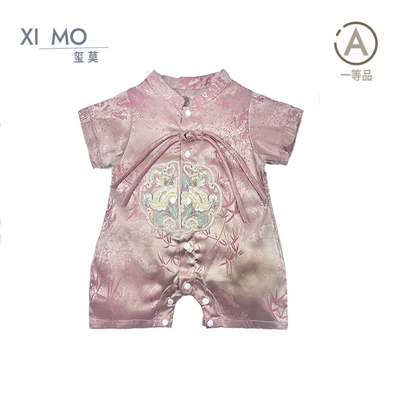 新中式薄款针织哈衣满月周岁爬服